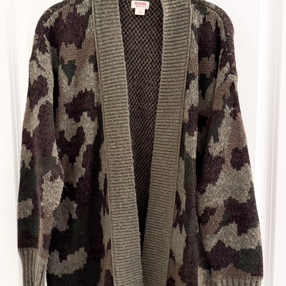 MOSSIMO Supply Co  Cardigan Sweater Long Camouflage Green Brown Size S - Picture 2 of 7